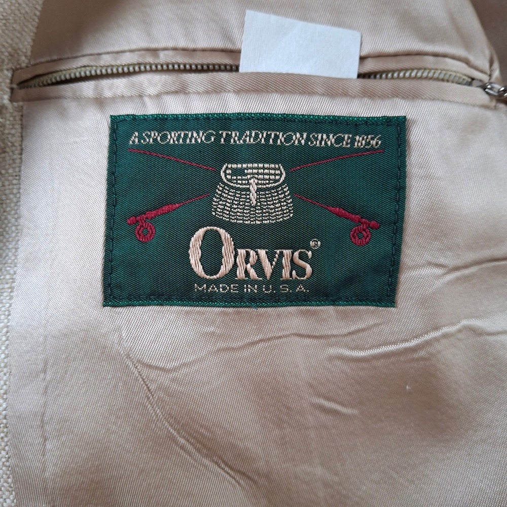 Orvis Vintage Mens 44R Sport Coat Blazer Elbow Patches Wool Linen - Picture 2 of 15